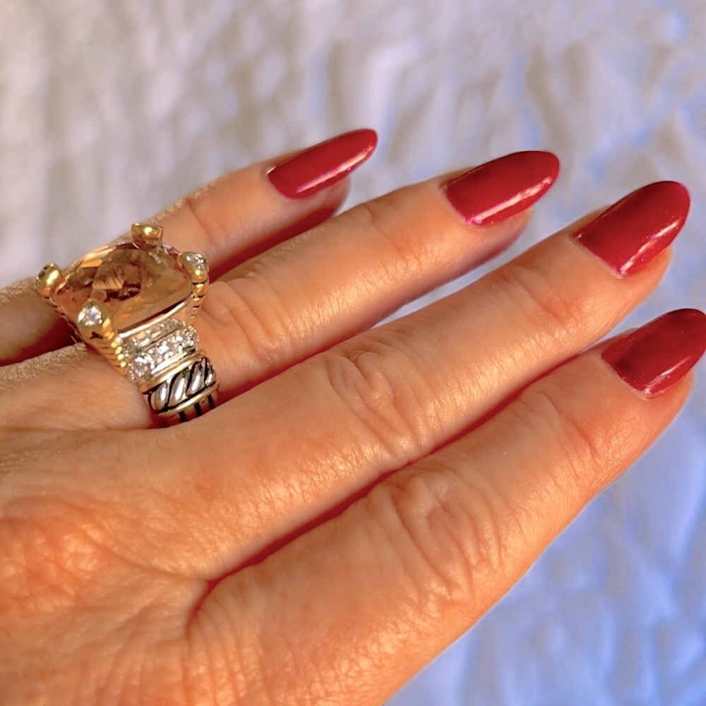 5 🌟Fave! Morganite Sterling Gold Noblesse Ring - Picture 4 of 8